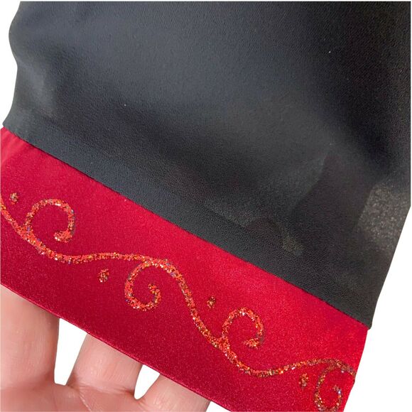 Chinese Tang Suit Top Binh Thuan Womens Black Red Long Sleeve Embroidered sz S/M - Picture 8 of 16